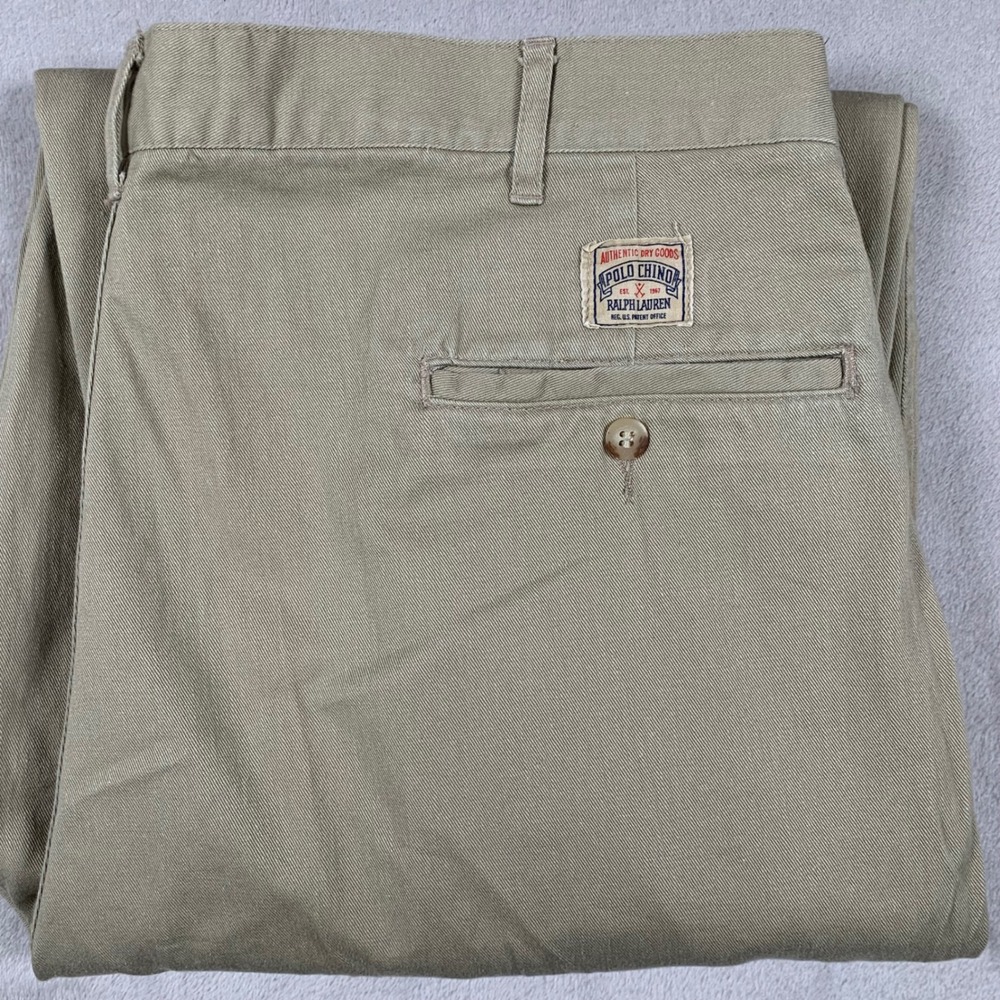 Polo Ralph Lauren Chino Pants Mens 32x30 Khaki Tan Flat Front Straight Leg Twill